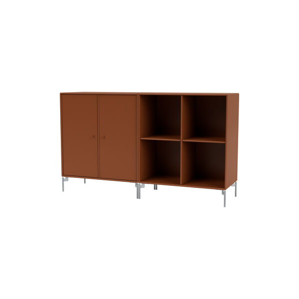 PAIR Classic Sideboard with Chrome Legs, 146 hazelnut, Montana Furniture