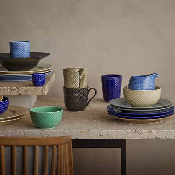 Rhombe Earth Mug with handle, slate, Lyngby Porcel&aelig;n