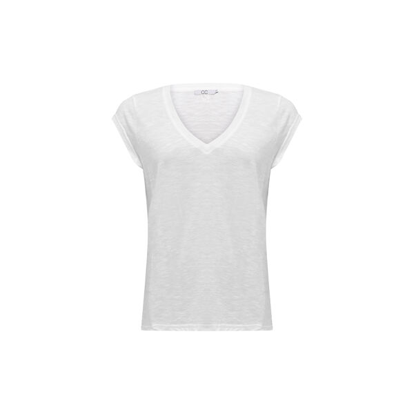 CC Heart Basic T-Shirt mit V-Ausschnitt, white, Coster Copenhagen