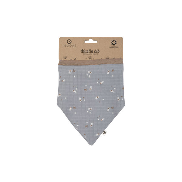 STARS Muslin Bib 2-pack, jasmin blue/balsam cream/walnut, Müsli by Green Cotton
