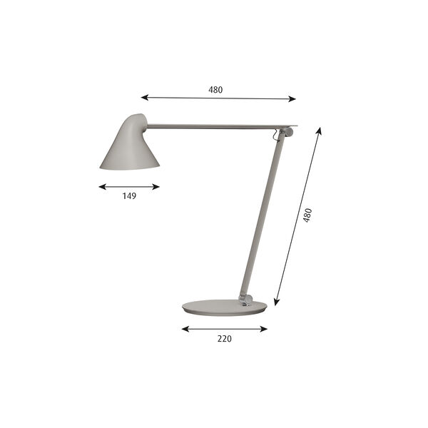 NJP Tischleuchte, hellgrau, Louis Poulsen