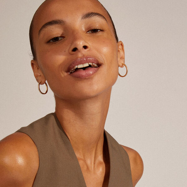 EBNA maxi crystal hoops, gold-plated, Pilgrim
