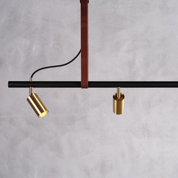 Long John 5 Spot Pendant Brown Leather, black/brass, Rubn