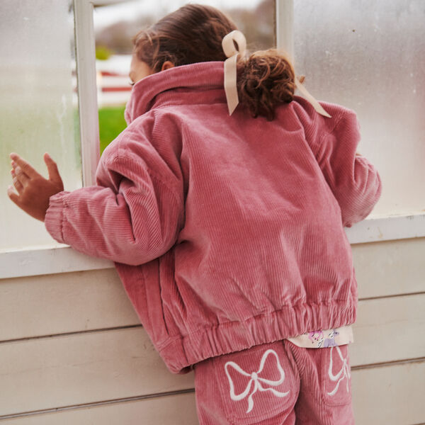 Cordhose mit weitem Bein und Stickerei, rose comb., Copenhagen Colors Organics