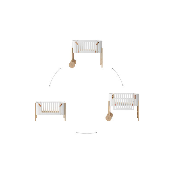 Wood Co-Sleeper incl. Bench Conversion, white/oak, Oliver Furniture