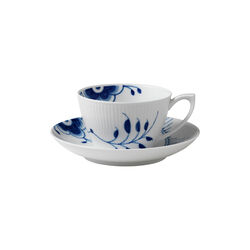 Mega Blau Gerippt Tasse und Untertasse, 28 cl, Royal Copenhagen