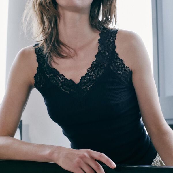 Organic Top w/ Lace , black, Rosemunde