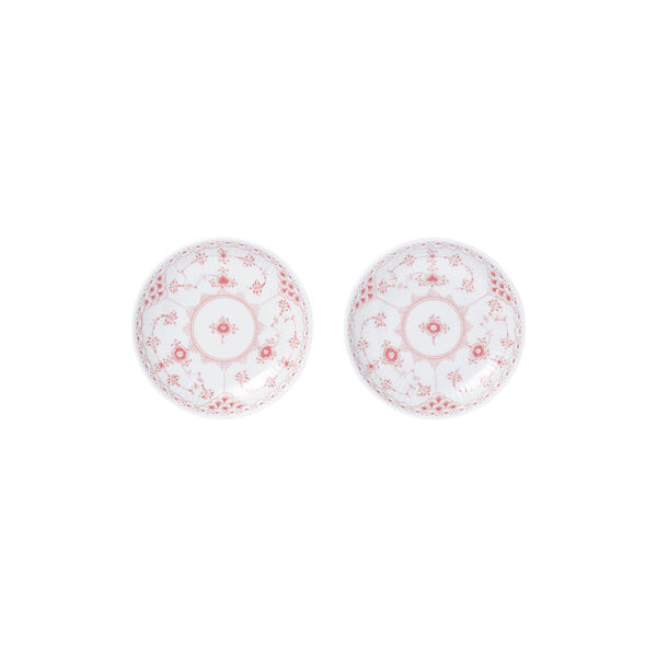 Korallfarbene Musselmalet Halbspitze niedrige Schale 13 cm, 2 St&uuml;ck., Royal Copenhagen