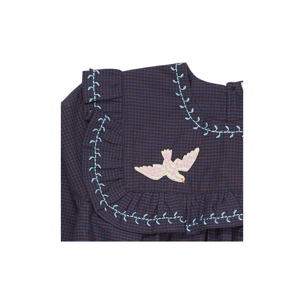 Kariertes Kleid mit Stickerei und Rüschen, brown/blue check comb., Copenhagen Colors Organics