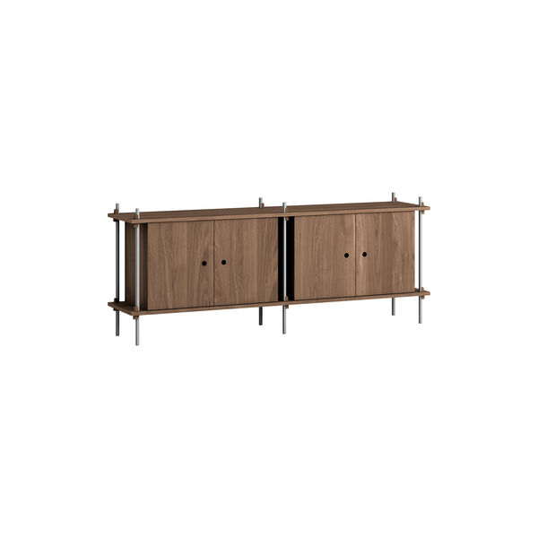 Shelving Sideboard, smoked oak/stainless steel, MOEBE
