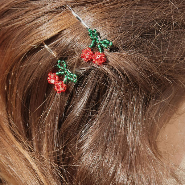 4er-Pack Haarnadeln mit Mini-Kirschen, cherry, Konges Sl&oslash;jd