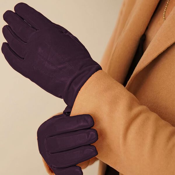 Carla Leather Gloves, deep purple, Kessler