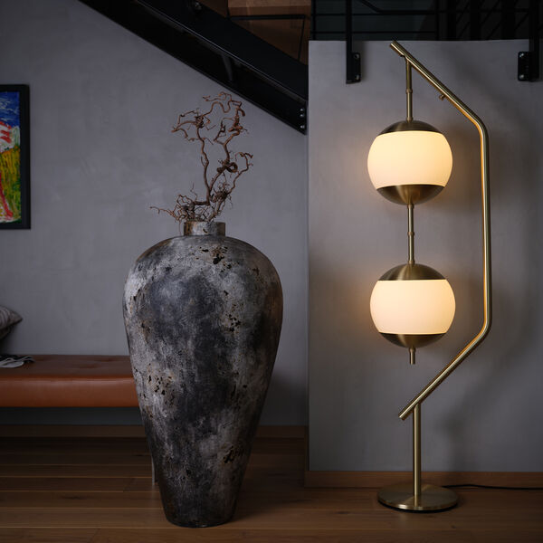 Monroe Floor Lamp, brass/opal, Rubn
