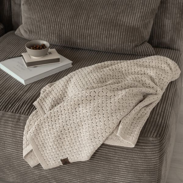 Knitted Plaid Mauntain, beige melange, By LOHN