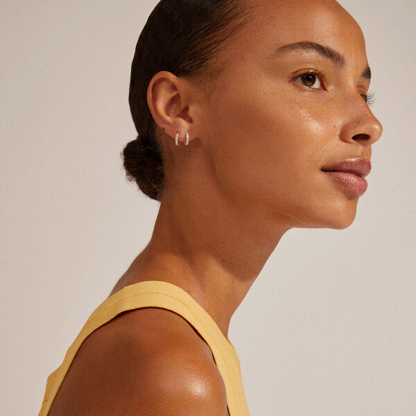 EBNA mini crystal huggie hoops, silver-plated, Pilgrim