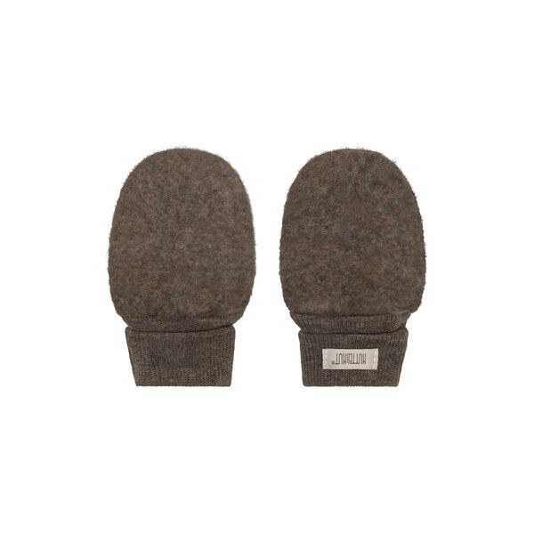 Mittens Wool Fleece , brown melange, HUTTEliHUT