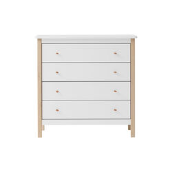 Wood Dresser 4 Drawers, white/oak, Oliver Furniture