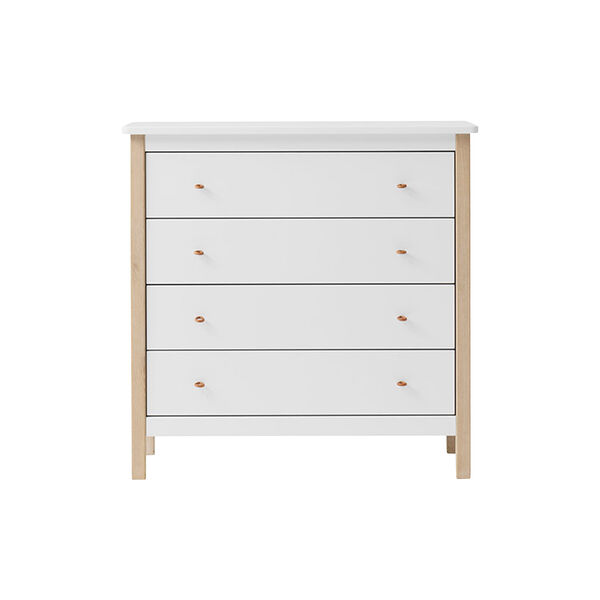 Wood Dresser 4 Drawers, white/oak, Oliver Furniture