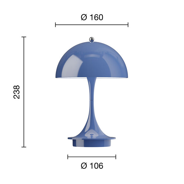 Panthella 160 Portable Table Lamp, opaque indigo, Louis Poulsen