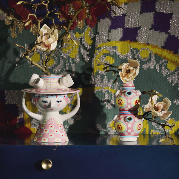 Dame mit Hut Vase, rosa, Bjørn Wiinblad