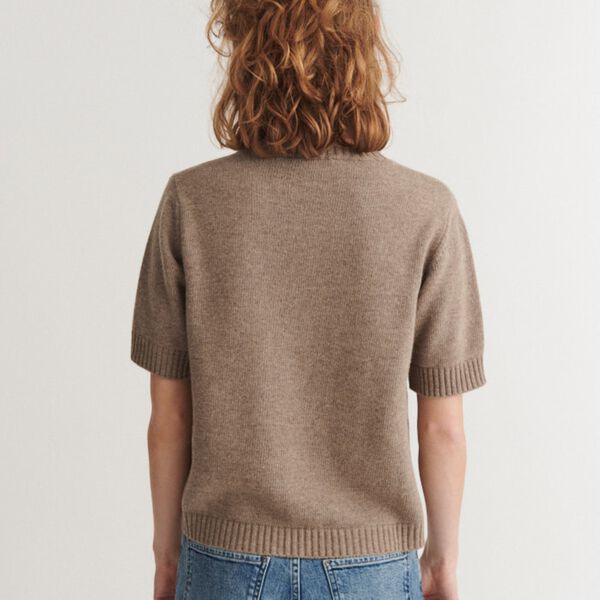 Cady Kurzarm-T-Shirt mit Rundhalsausschnitt, greige, Basic Apparel