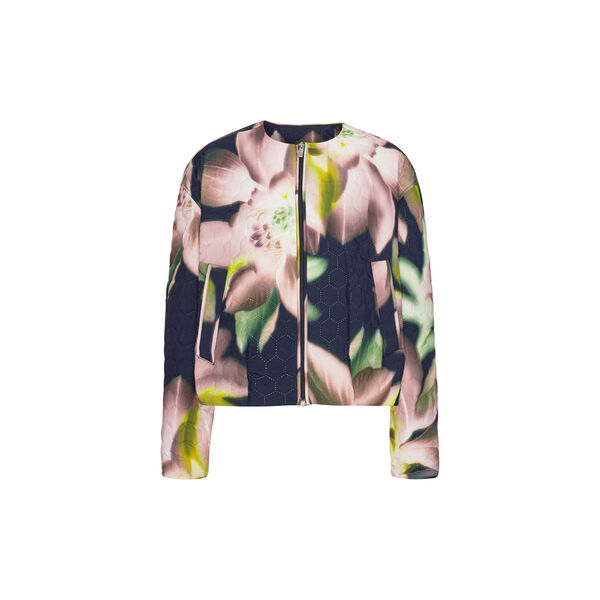 Short Quilted jacke, dark photoristic flower, Ilse Jacobsen Hornb&aelig;k
