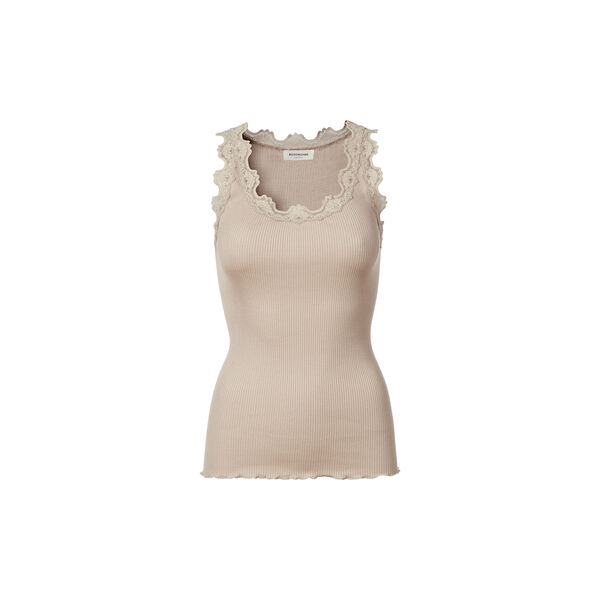 Silk Top w/ Lace , cacao, Rosemunde