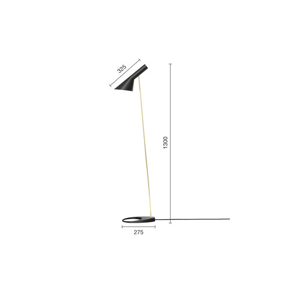 AJ Floor Lamp, brass/black, Louis Poulsen