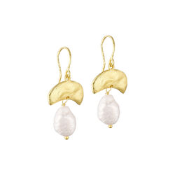 Zahra pearl earrings, gold plated, Pure by Nat
