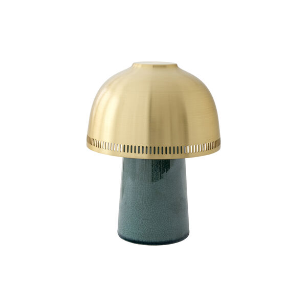 Raku SH8 Portable Table Lamp, blue green/brass, &Tradition
