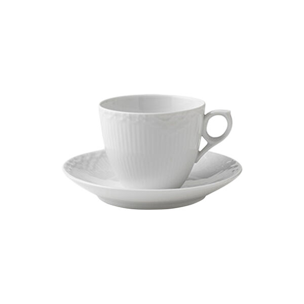 Wei&szlig;e Halbspitze-Kaffeetasse mit Untertasse, Royal Copenhagen