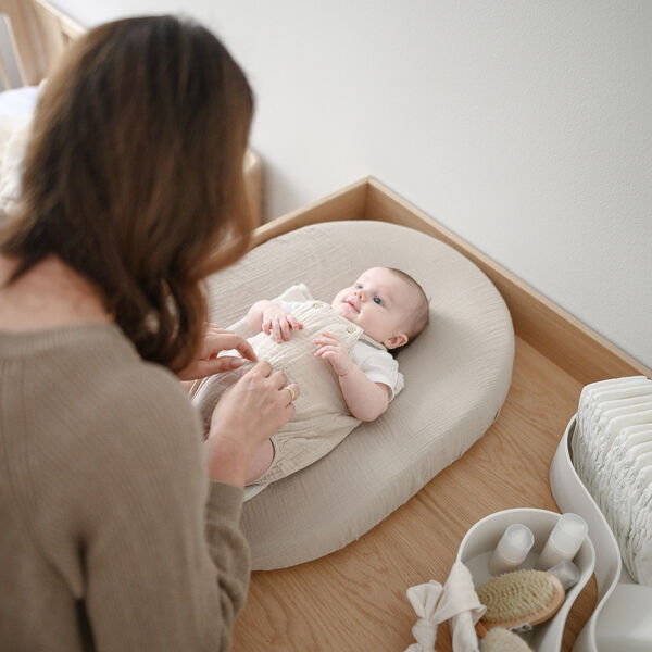 Ovale Wickelauflage, stone, We Are Bitte