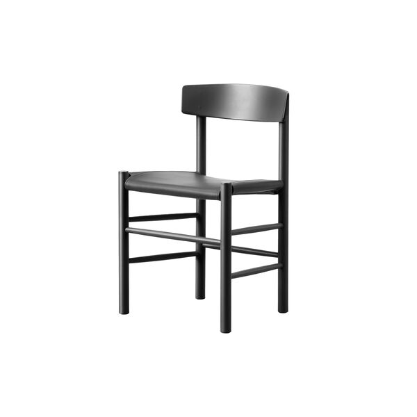 J39 Mogensen sitzgepolsterter Stuhl, schwarz lackierte Buche/Omni 301 black, Fredericia Furniture