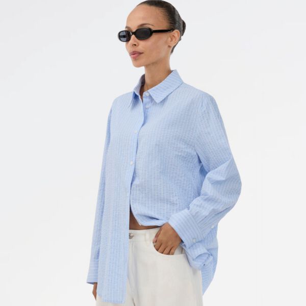 Viggemd stripe shirt, blue and white stripe, Modstr&ouml;m