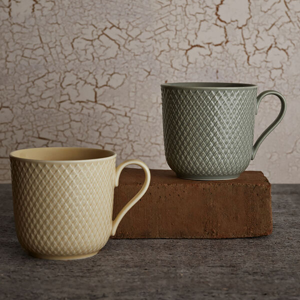 Rhombe Earth Mug with handle, marble, Lyngby Porcel&aelig;n