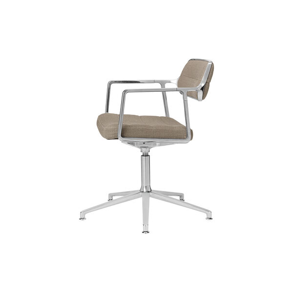 VIPP453 Drehstuhl mit Gleitern, dunkelsandfarben/poliertes Aluminium VIPP453 Drehstuhl mit Gleitern, dunkelsandfarben/poliertes Aluminium, Vipp