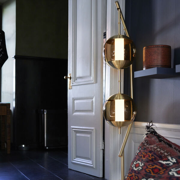 Monroe Floor Lamp, brass/brown, Rubn