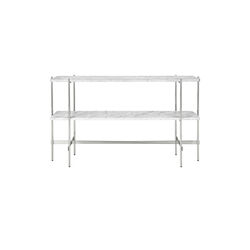 TS-Konsole mit 2 Ablagen, wei&szlig;er Carrara-Marmor/Stahl, GUBI