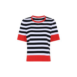 Cotton Nautical Stripe Knit, white/navy/poppy red, Micha