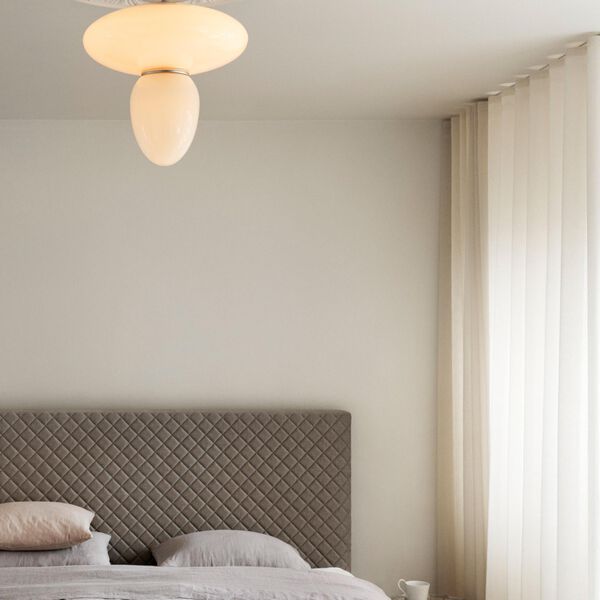 Rizzatto 42 Ceiling Lamp, satin silver/opal, Nuura