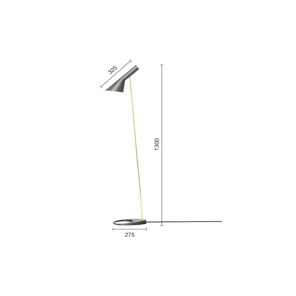 AJ Floor Lamp, brass/warm grey, Louis Poulsen