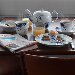 Mega Blau Gerippt Tasse mit hohem Henkel und Untertasse, 25 cl, Royal Copenhagen