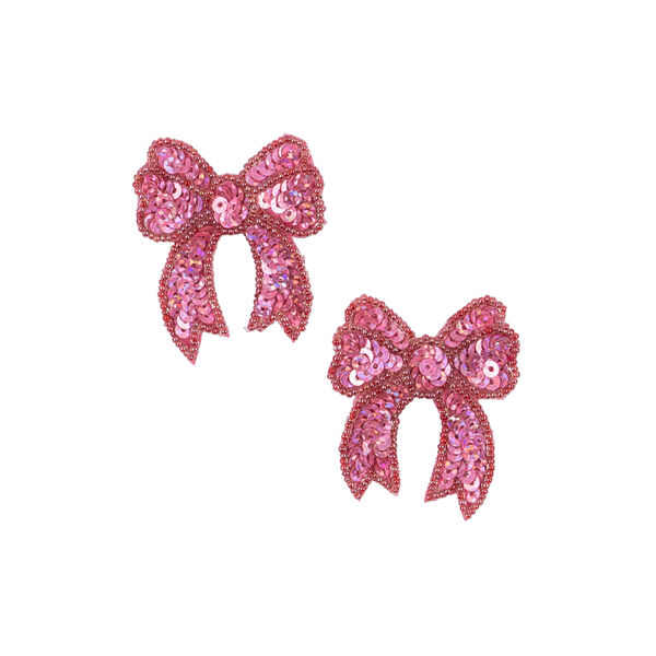 2 Pack Sequin Bow Hair Clip, rapture rose, Konges Sl&oslash;jd
