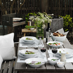 Weiß Gerippt tiefer Teller, 24 cm, Royal Copenhagen