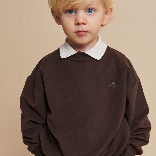 Klassisches Sweatshirt mit Logo-Stickerei, brown melange, Copenhagen Colors Organics