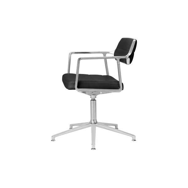 VIPP453 Swivel+ Stuhl mit Gleitern, schwarz/poliertes Aluminium, Vipp
