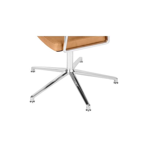 VIPP453 Swivel+-Stuhl mit Gleitern, Camel/poliertes Aluminium, Vipp