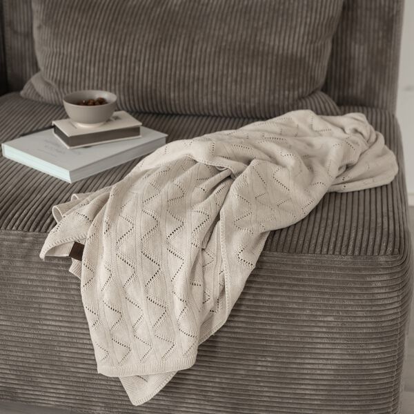 Knitted Plaid Mauntain, beige melange, By LOHN