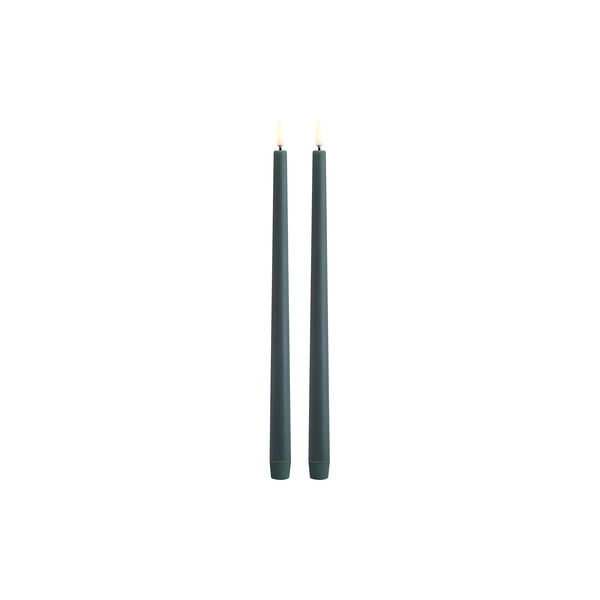 LED Slim Taper Candle 32 cm 2 pcs, pine green, Uyuni Lighting