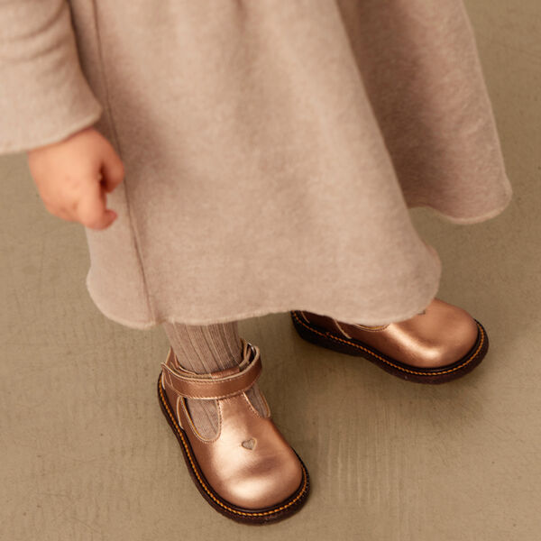 Klassischer Krabbelschuh mit Herzmotiv, Bronze-Metallic, ANGULUS